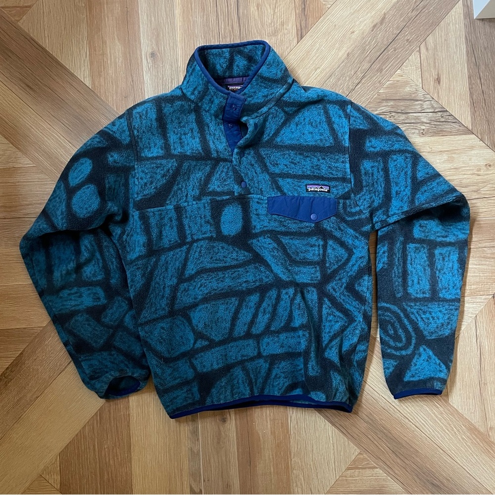Patagonia synchilla aztec stone blue snap fleece